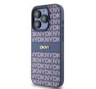 DKNY PU Leather Repeat Pattern Tonal Stripe Apple iPhone 15 Pro tok, kék