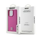 DKNY PU Leather Repeat Pattern Stack Logo Apple iPhone 15 Pro Magsafe tok, rózsaszín