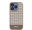 DKNY PU Leather Repeat Pattern Bottom Stripe Apple iPhone 15 Pro tok, barna