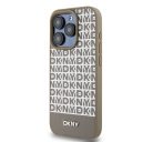 DKNY PU Leather Repeat Pattern Bottom Stripe Apple iPhone 15 Pro tok, barna