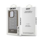 DKNY PU Leather Repeat Pattern Bottom Stripe Apple iPhone 15 Pro tok, barna