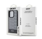 DKNY PU Leather Repeat Pattern Bottom Stripe Apple iPhone 15 Pro tok, fekete