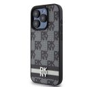 DKNY PU Leather Checkered Pattern and Stripe Apple iPhone 15 Pro tok, fekete