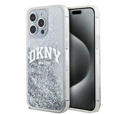 DKNY Liquid Glitter Arch Logo Apple iPhone 15 Pro tok, átlátszó