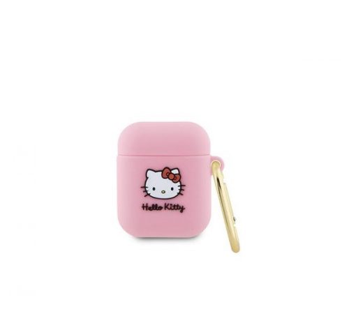 Hello Kitty Liquid Silicone 3D Kitty Head Logo AirPods 1/2 tok, rózsaszín