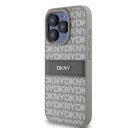 DKNY PU Leather Repeat Pattern Tonal Stripe iPhone 15 Pro hátlap tok, bézs