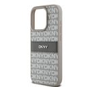 DKNY PU Leather Repeat Pattern Tonal Stripe iPhone 15 Pro hátlap tok, bézs