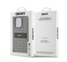 DKNY PU Leather Repeat Pattern Tonal Stripe iPhone 15 Pro hátlap tok, bézs