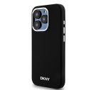 DKNY Liquid Silicone Silver Metal Logo Magsafe iPhone 15 Pro hátlap tok, fekete