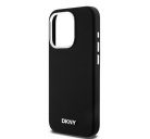 DKNY Liquid Silicone Silver Metal Logo Magsafe iPhone 15 Pro hátlap tok, fekete