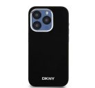 DKNY Liquid Silicone Silver Metal Logo Magsafe iPhone 15 Pro hátlap tok, fekete