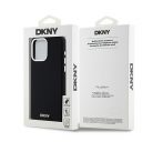 DKNY Liquid Silicone Silver Metal Logo Magsafe iPhone 15 Pro Max hátlap tok, fekete