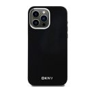 DKNY Liquid Silicone Silver Metal Logo Magsafe iPhone 15 Pro Max hátlap tok, fekete