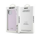 DKNY Liquid Silicone Silver Metal Logo Magsafe iPhone 15 hátlap tok, rózsaszín