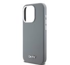 DKNY Liquid Silicone Silver Metal Logo Magsafe iPhone 15 Pro hátlap tok, szürke