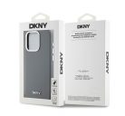 DKNY Liquid Silicone Silver Metal Logo Magsafe iPhone 15 Pro hátlap tok, szürke