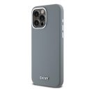 DKNY Liquid Silicone Silver Metal Logo Magsafe iPhone 15 Pro Max hátlap tok, szürke