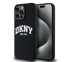 DKNY Liquid Silicone Arch Logo MagSafe iPhone 15 Pro Max hátlap tok, fekete