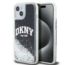 DKNY Liquid Glitter Arch Logo iPhone 15 hátlap tok, fekete