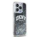 DKNY Liquid Glitter Arch Logo iPhone 15 Pro hátlap tok, fekete