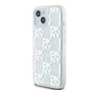 DKNY Liquid Glitter Checkered Pattern iPhone 15 hátlap tok, átlátszó