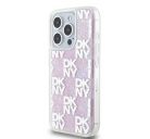 DKNY Liquid Glitter Checkered Pattern iPhone 15 Pro hátlap tok, rózsaszín