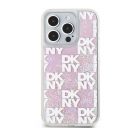 DKNY Liquid Glitter Checkered Pattern iPhone 15 Pro hátlap tok, rózsaszín