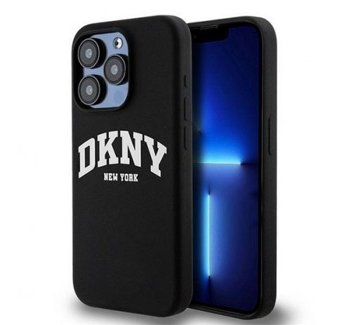 DKNY Liquid Silicone Arch Logo iPhone 14 Pro Magsafe hátlap tok, fekete