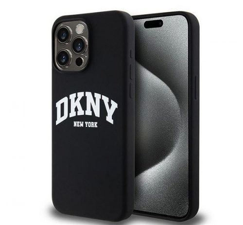 DKNY Liquid Silicone Arch Logo iPhone 14 Pro Max Magsafe hátlap tok, fekete