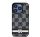 DKNY PU Leather Checkered Pattern and Stripe iPhone 12/12 Pro hátlap tok, fekete