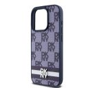 DKNY PU Leather Checkered Pattern and Stripe iPhone 15 Pro Max hátlap tok, kék