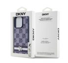 DKNY PU Leather Checkered Pattern and Stripe iPhone 15 Pro Max hátlap tok, kék