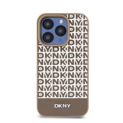   DKNY PU Leather Repeat Pattern Bottom Stripe iPhone 12/12 Pro hátlap tok, barna