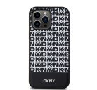 DKNY PU Leather Repeat Pattern Bottom Stripe iPhone 15 Pro Max hátlap tok, fekete