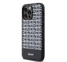 DKNY PU Leather Repeat Pattern Bottom Stripe iPhone 15 Pro Max hátlap tok, fekete