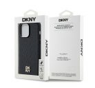 DKNY PU Leather Repeat Pattern Stack Logo iPhone 13 Pro Max Magsafe hátlap tok, fekete