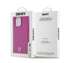 DKNY PU Leather Repeat Pattern Stack Logo iPhone 15 Pro Max Magsafe hátlap tok, rózsaszín