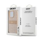 DKNY PU Leather Repeat Pattern Tonal Stripe iPhone 14 Pro hátlap tok, rózsaszín