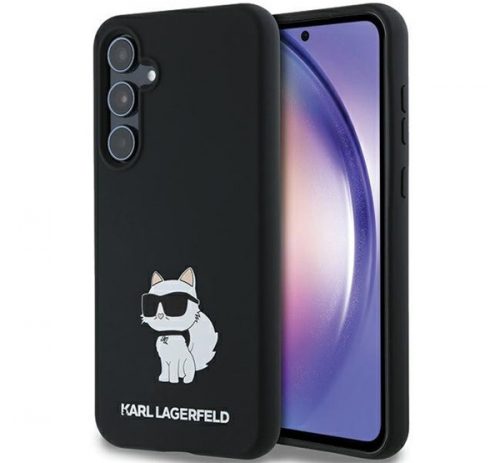 Karl Lagerfeld Choupette Metal Pin Samsung Galaxy A55 hátlap tok, fekete, KLHCSA55SMHCNPK