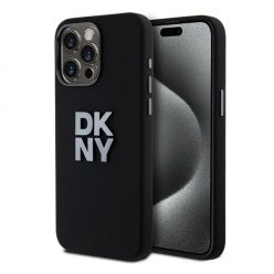   DKNY Liquid Silicone Metal Logo  Apple iPhone 15 Pro hátlap tok, fekete, DKHCP15LSMCBSK