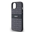 DKNY PU Leather Repeat Pattern Tonal Stripe Apple iPhone 14 hátlap tok, fekete