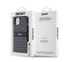 DKNY PU Leather Repeat Pattern Tonal Stripe Apple iPhone 14 hátlap tok, fekete