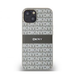   DKNY PU Leather Repeat Pattern Tonal Stripe Apple iPhone 14 hátlap tok, bézs