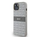 DKNY PU Leather Repeat Pattern Tonal Stripe Apple iPhone 14 hátlap tok, bézs