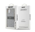 DKNY PU Leather Repeat Pattern Tonal Stripe Apple iPhone 14 hátlap tok, bézs