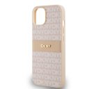 DKNY PU Leather Repeat Pattern Tonal Stripe Apple iPhone 14 hátlap tok, rózsaszín