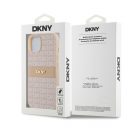 DKNY PU Leather Repeat Pattern Tonal Stripe Apple iPhone 14 hátlap tok, rózsaszín