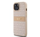 DKNY PU Leather Repeat Pattern Tonal Stripe Apple iPhone 15 hátlap tok, rózsaszín