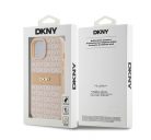 DKNY PU Leather Repeat Pattern Tonal Stripe Apple iPhone 15 hátlap tok, rózsaszín