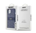 DKNY PU Leather Repeat Pattern Tonal Stripe Apple iPhone 14 hátlap tok, kék